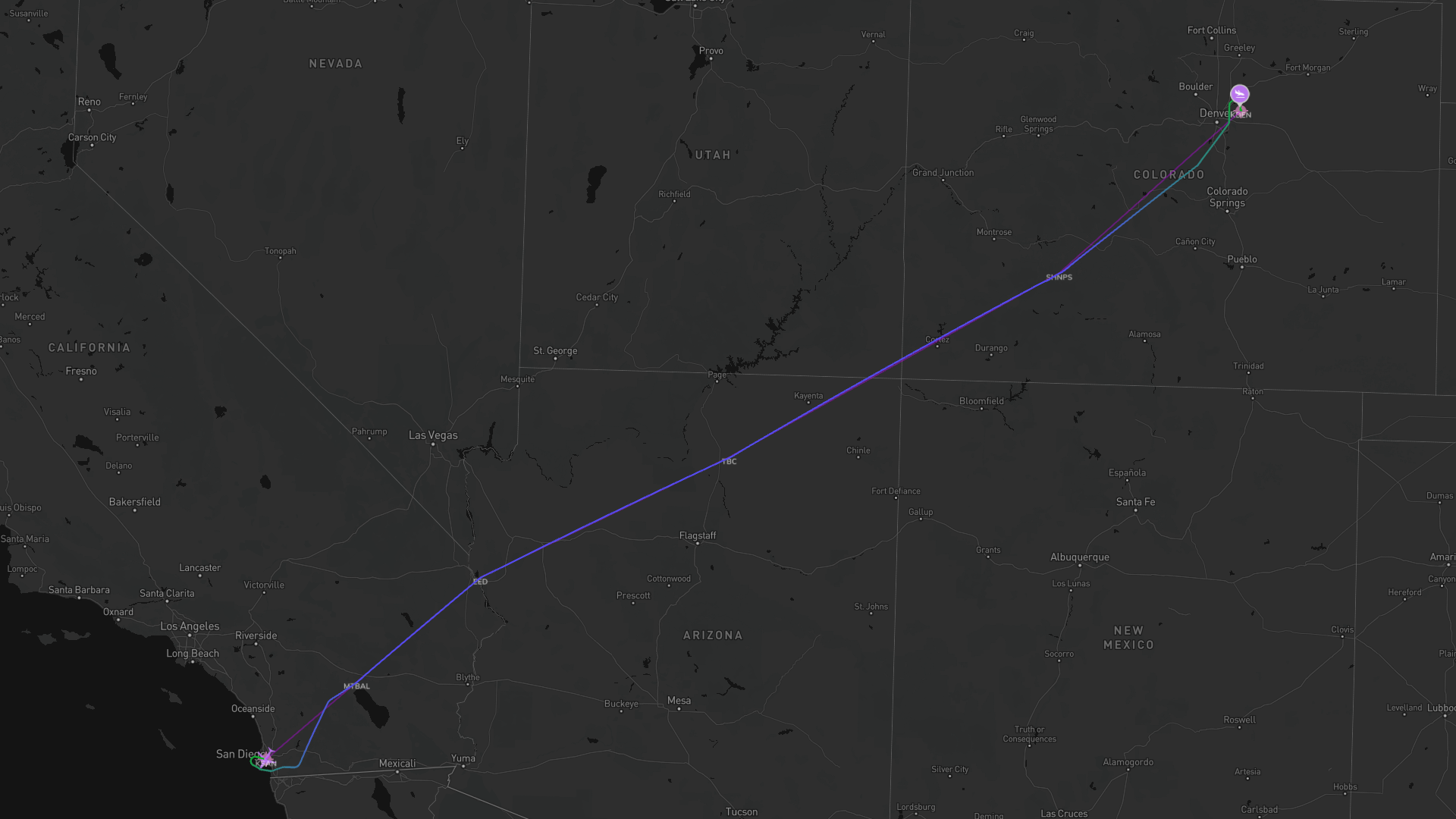 Full route map for Southwest flight 211