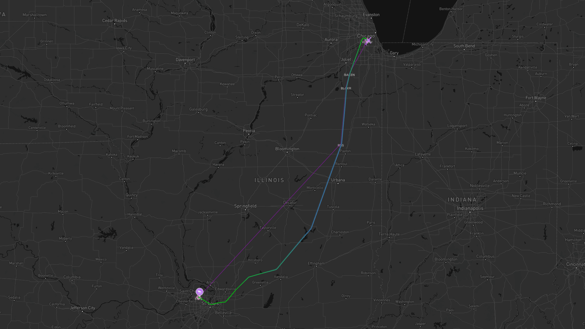 Full route map for Southwest flight 940